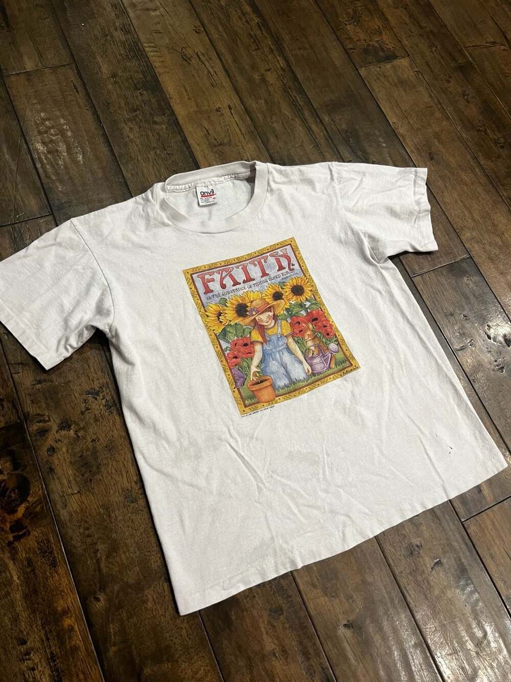 Anvil Faith Is The Substance Of Things Hoped For T-Shirt Size M White